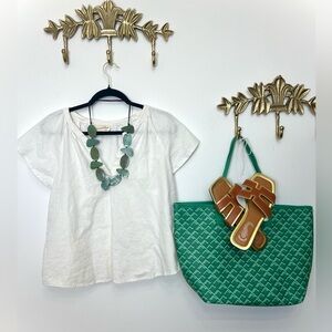 White Linen Short-Sleeve top M